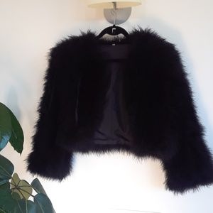 Vintage black cropped ostrich feather jacket